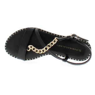 Marina Galanti Scarpe Donna Sandals Ballet Flat with Gold Chain Decoration MG 1P170 Black