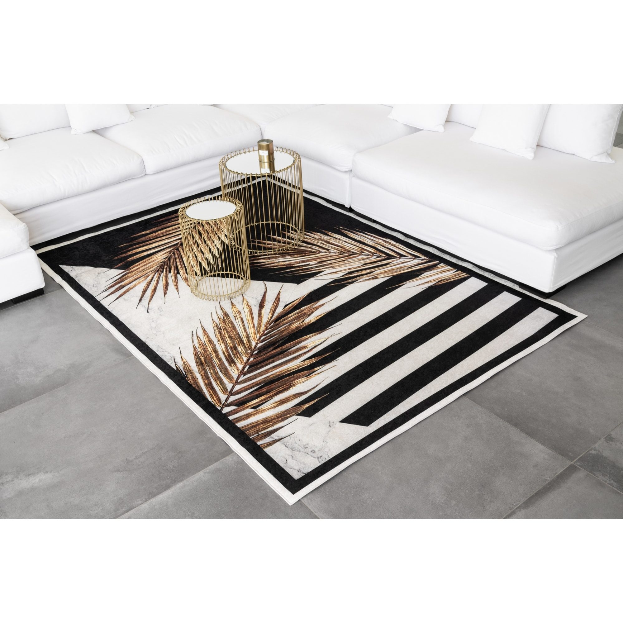 Stampa - tapis de salon lavable à motif, noir