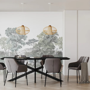 Table rectangulaire 8 personnes en bois de teck recyclé noir 220 cm - Marvel
