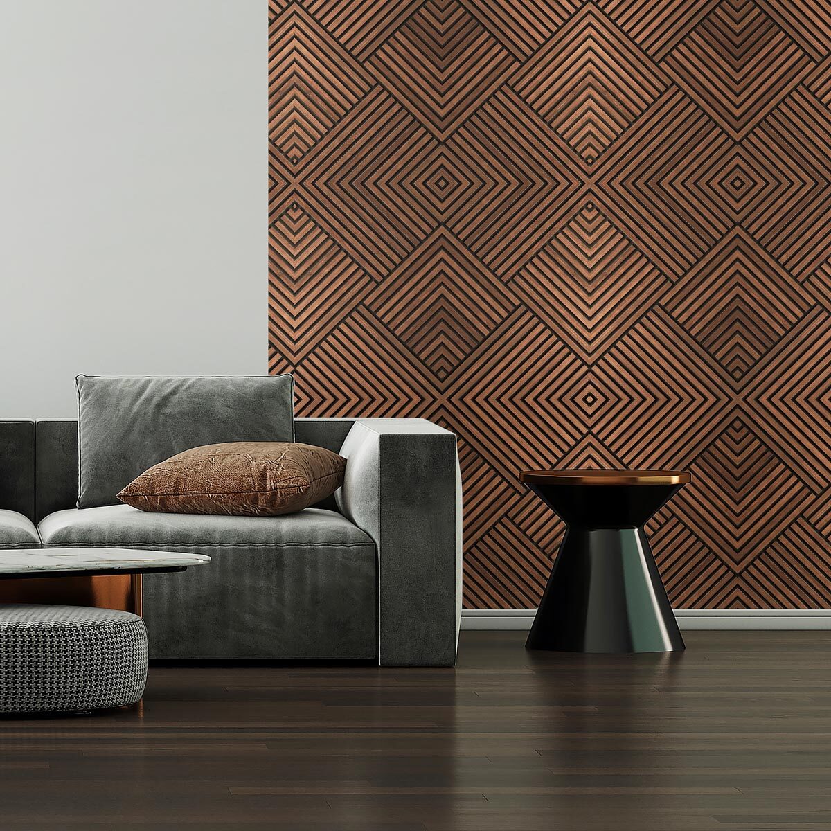 Rouleau revêtement adhésif vinyle au mètre - Sticker mural panneau de bois - FONCÉ MODERNE