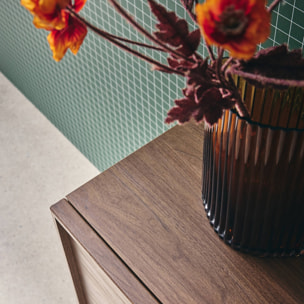 Buffet effet bois noyer 2 portes 80 cm 4 compartiments - L 80 x P 43 x H 85cm - Kuba