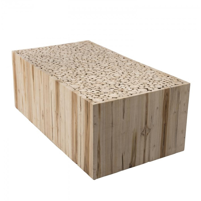 LALY - Table basse rectangulaire 110x60cm bois naturel branches Teck