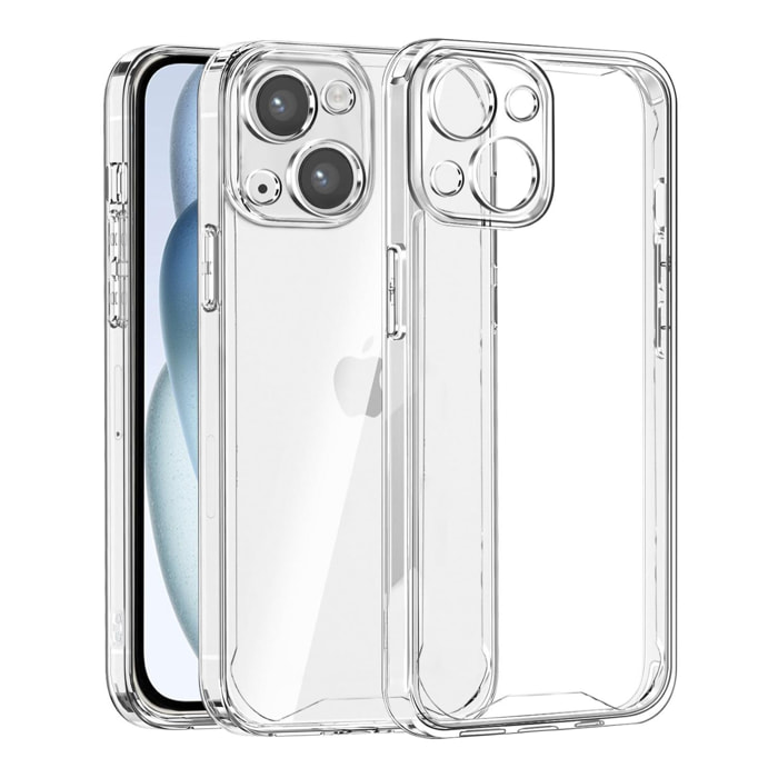 DAM Custodia antiurto Transparent Armor con bordi rinforzati e protezione fotocamera per iPhone 15 Plus 8,06x1,06x16,37 Cm. Colore trasparente