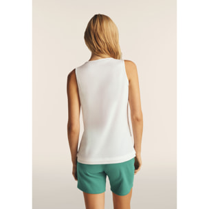 Canotta con scollo tondo e logo glitter