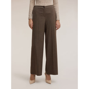 Motivi - Pantalones palazzo en tejido de cuadros - Marrón