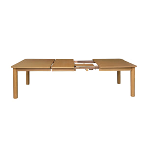 Table à manger rectangulaire extensible bois d'hévéa et placage chêne naturel 6 à 10 places - 170-270cm - Solene