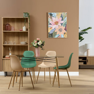 Table à manger en verre trempé 6 places Jindo 140x80x77cm