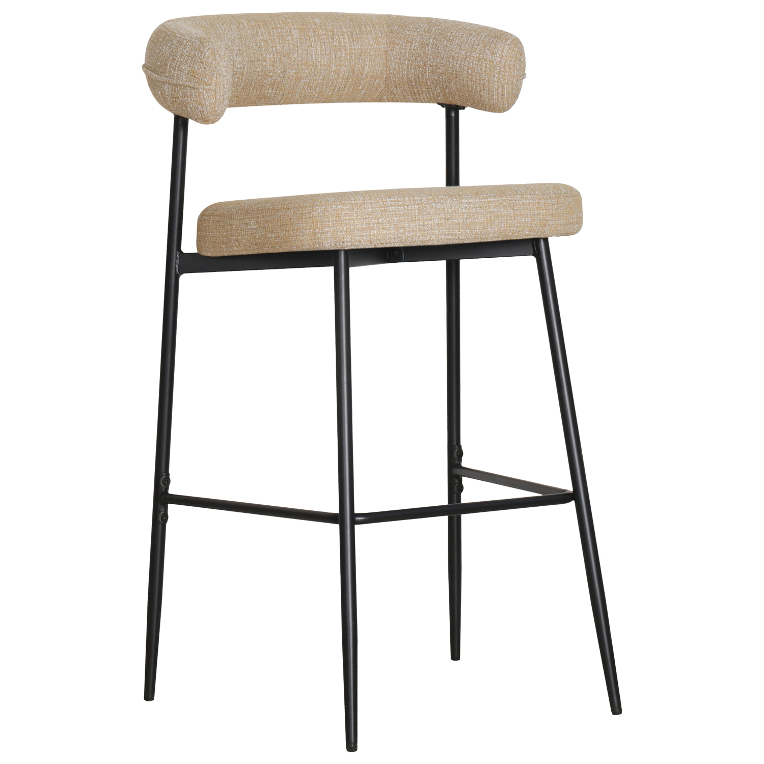 Lot de 2 tabourets de bar en tissu jaune chiné THEA
