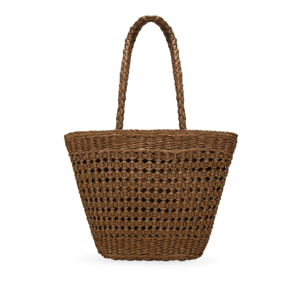 Bolso capazo marrón de rafia trenzada