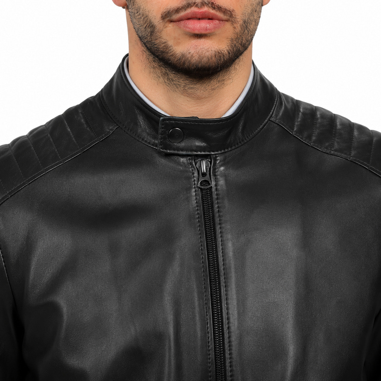 Giubbino in vera pelle di vitello Nero