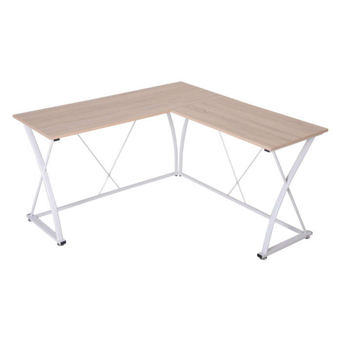 Mesa de Ordenador para Oficina de Madera 142x142x76cm Blanco