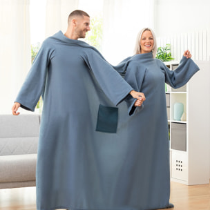 Couverture à Manche Double avec Poche Centrale Doublanket InnovaGoods - Bleu