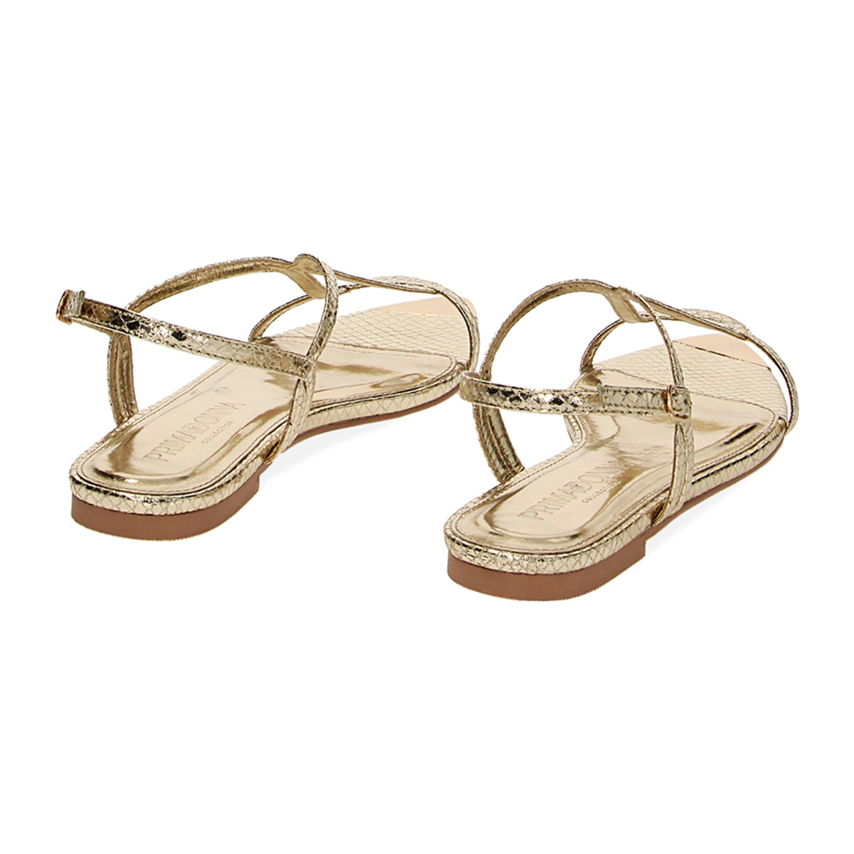 Sandalias planas oro de pitón
