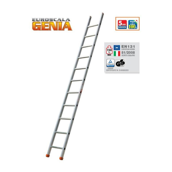 Echelle simple en aluminium FACAL 9 échelons Haut. travail 3.85 m Genia - GS300