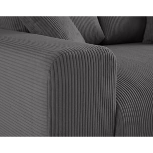 Garance - canapé droit 2 places - en velours côtelé - Gris foncé