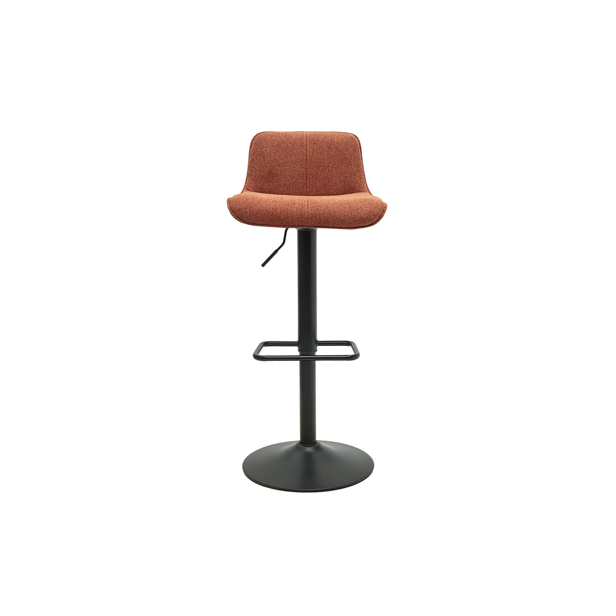 Tabourets de bar réglables pivotants 360° en tissu effet velours texturé terre brûlée et métal noir (lot de 2) BOOST