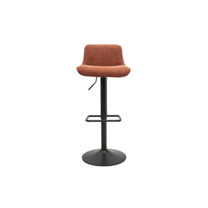Tabourets de bar réglables pivotants 360° en tissu effet velours texturé terre brûlée et métal noir (lot de 2) BOOST