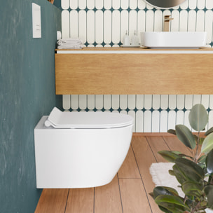 Duofix Pack WC bâti-support 112 cm + WC suspendu sans bride Ceramia avec abattant SoftClose + plaque blanche (GEBCEPXWT02FR-FS)