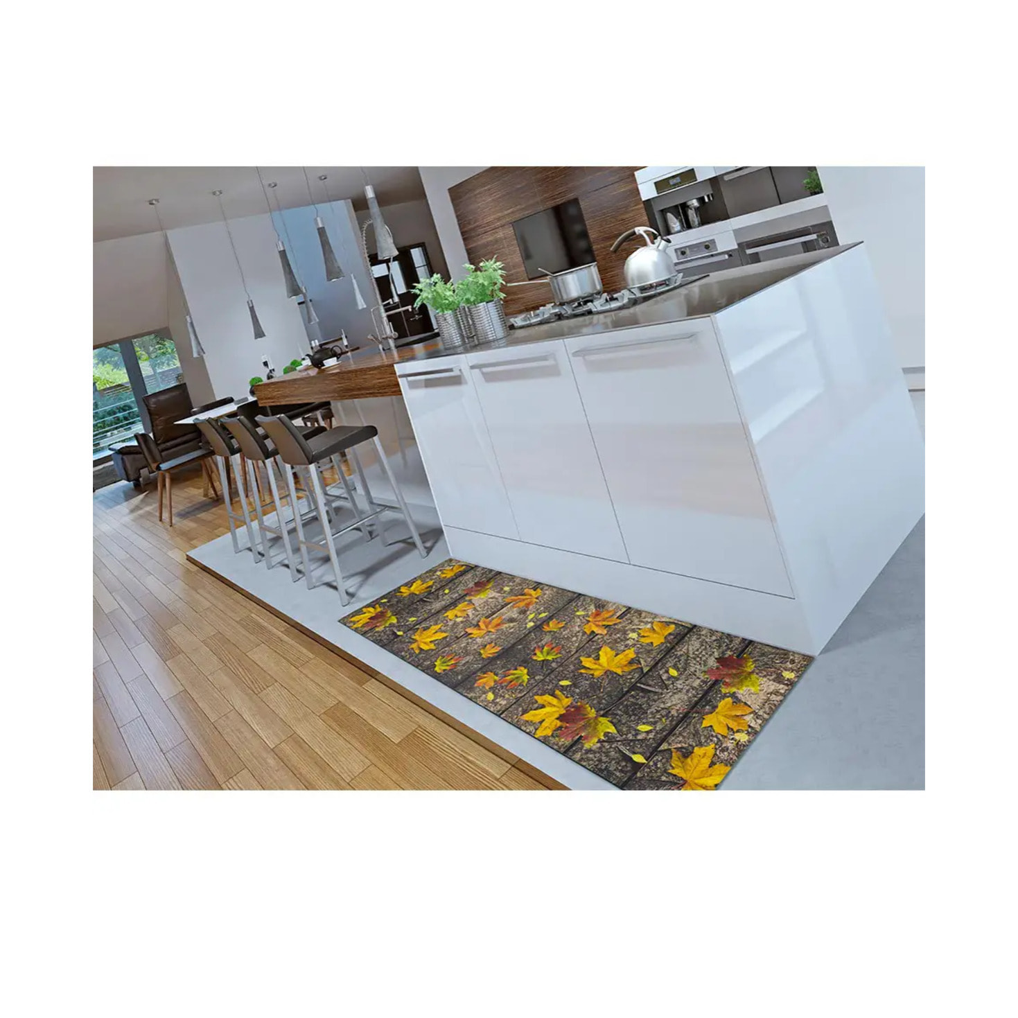 SPRINTY Alfombra vinílica de cocina diseños otoñales en amarillo, varias medidas disponibles.