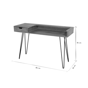 Bureau avec tiroir bois manguier massif et métal noir L116 cm VIBES