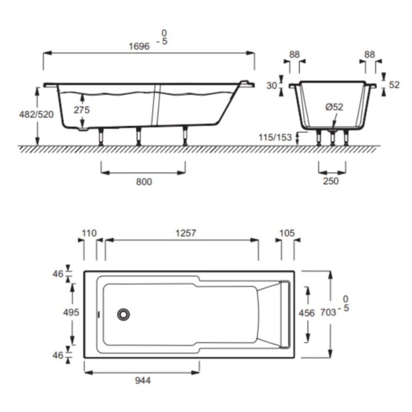 Baignoire bain douche Struktura compacte acrylique