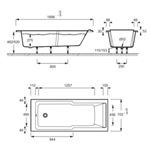 Baignoire bain douche Struktura compacte acrylique