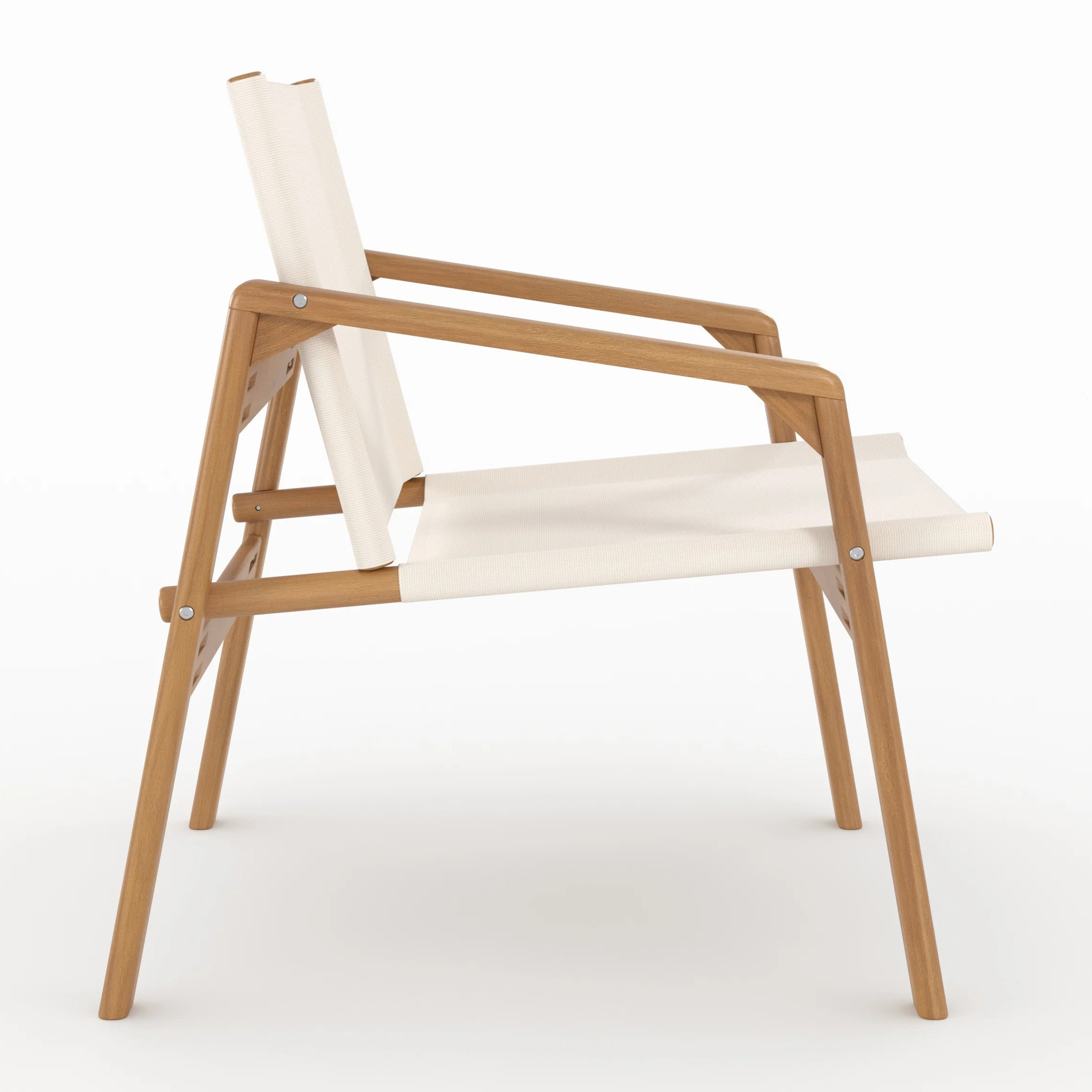 Salon de jardin en bois d'acacia huilé et tissu écru 2 places - Palawan