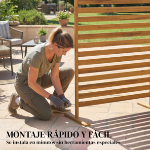 Biombo de Madera, 170x80 cm, Biombo Separador de Ambientes, Enrejado para Exterior, Jardín, Patio, Terraza, Marrón