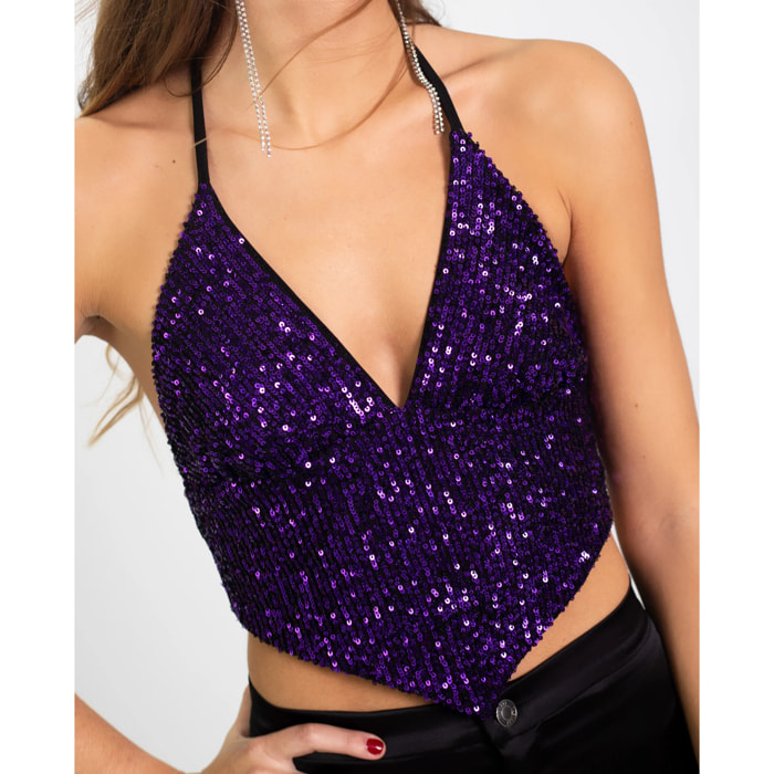 Top de mujer de tirantes con lentejuelas