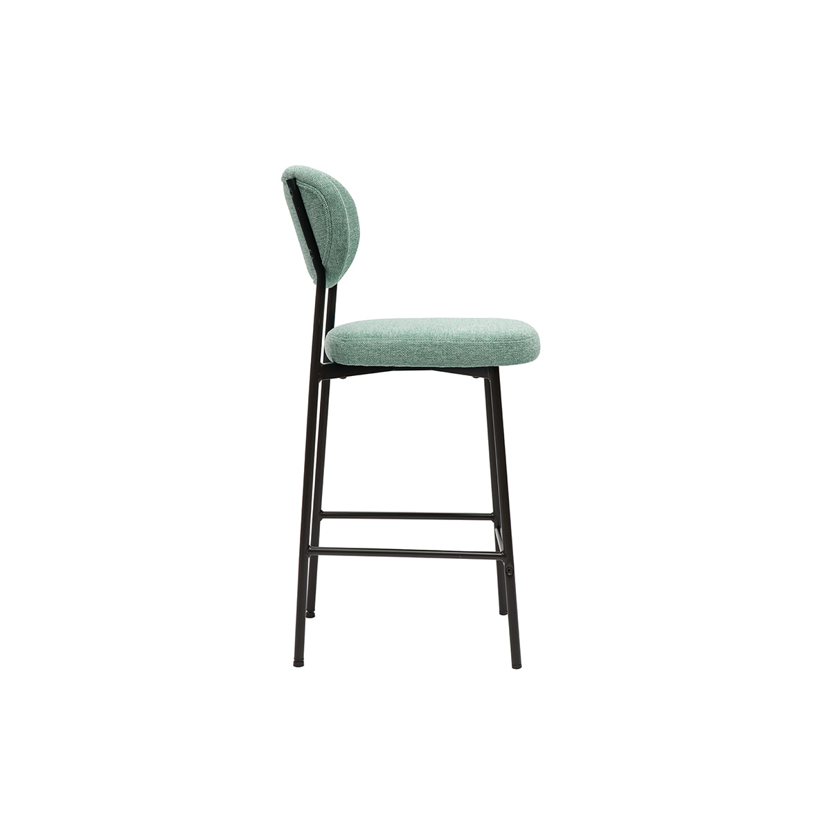 Tabourets de bar fixes en tissu effet velours texturé vert céladon H65 cm (lot de 2) BREKA