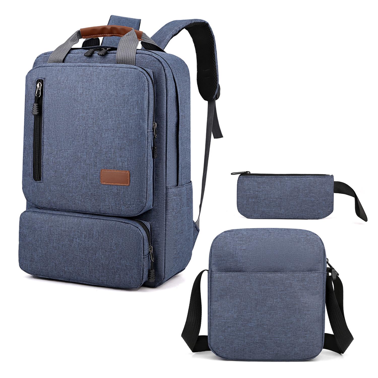 Set zaino multiscomparto, porta laptop 15,6'' + borsa a tracolla + beauty case.