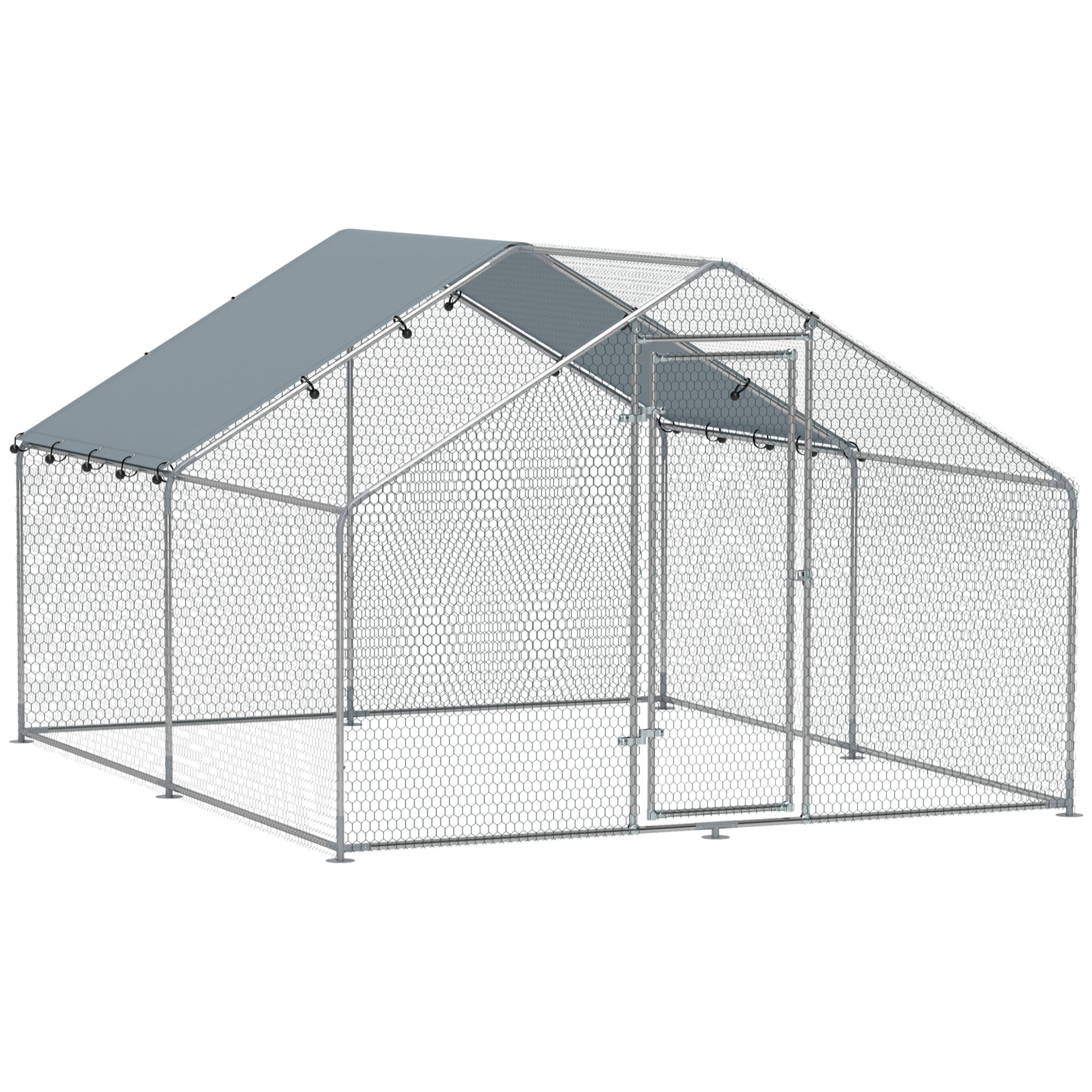 Gallinero para Exterior Gallinero de Acero Galvanizado con Cubierta Anti-UV e Impermeable Jaula para 5-8 Gallinas Plata
