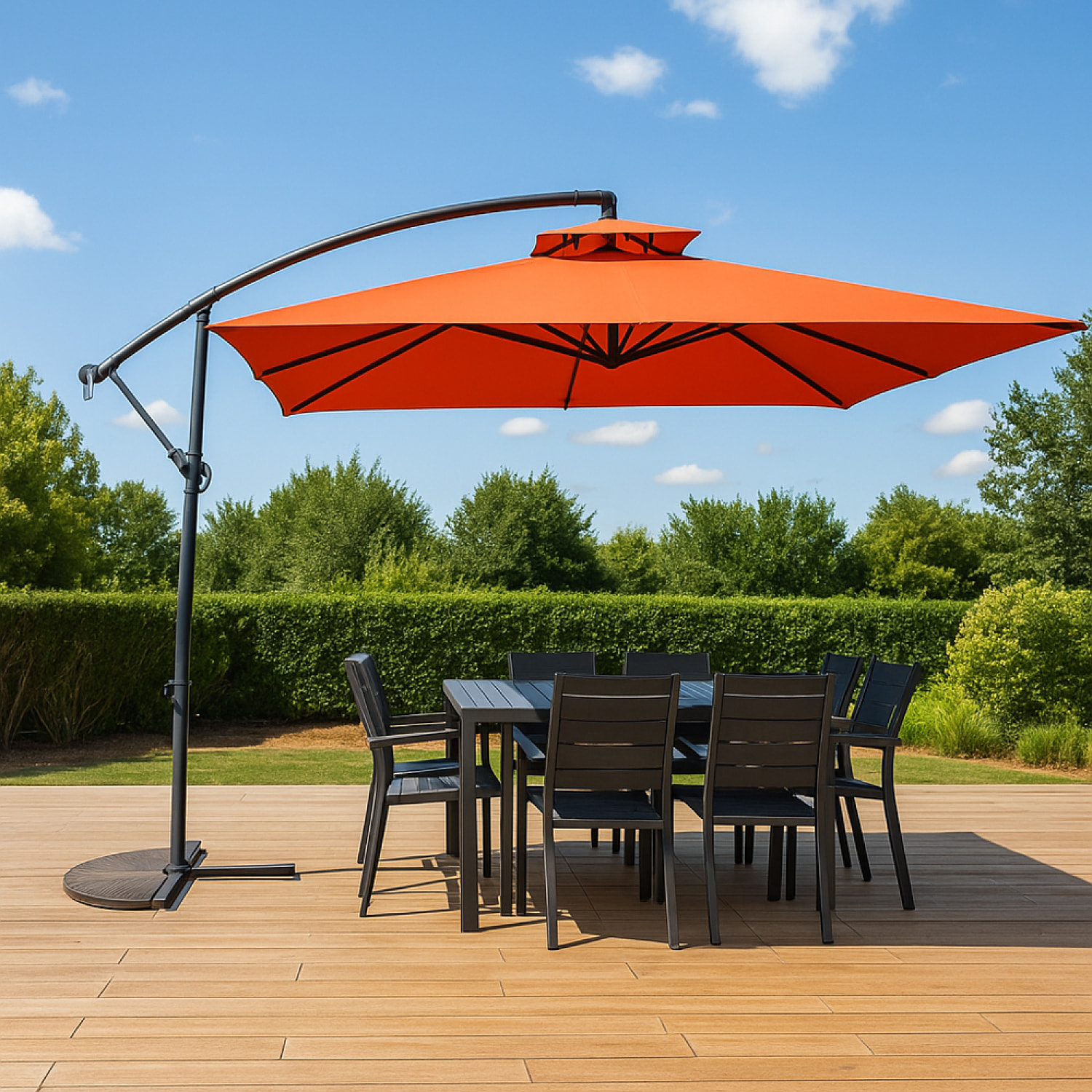 Parasol déporté rond terracotta CORTO