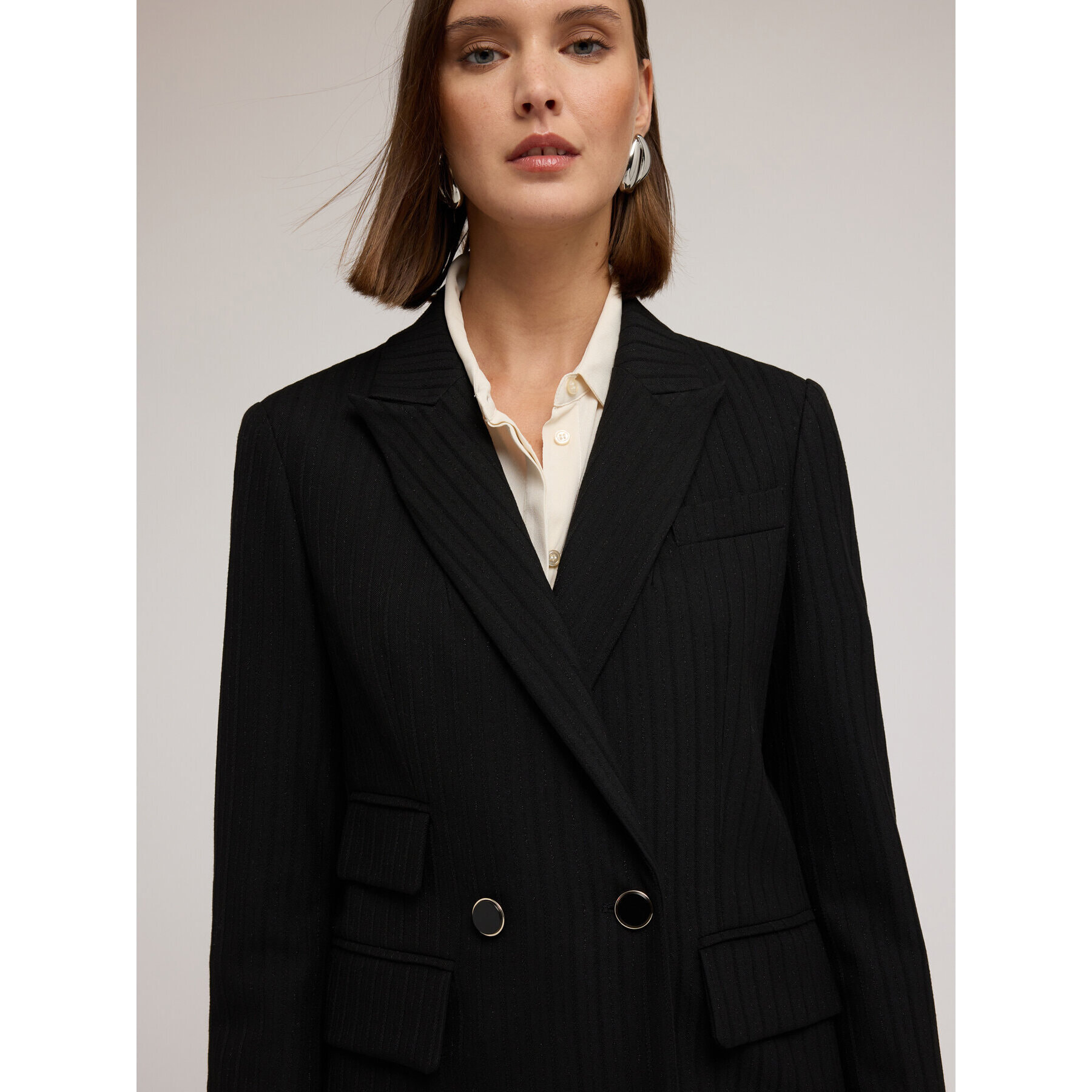 Motivi - Chaqueta estructurada cruzada a rayas - Negro