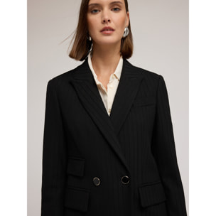 Motivi - Chaqueta estructurada cruzada a rayas - Negro