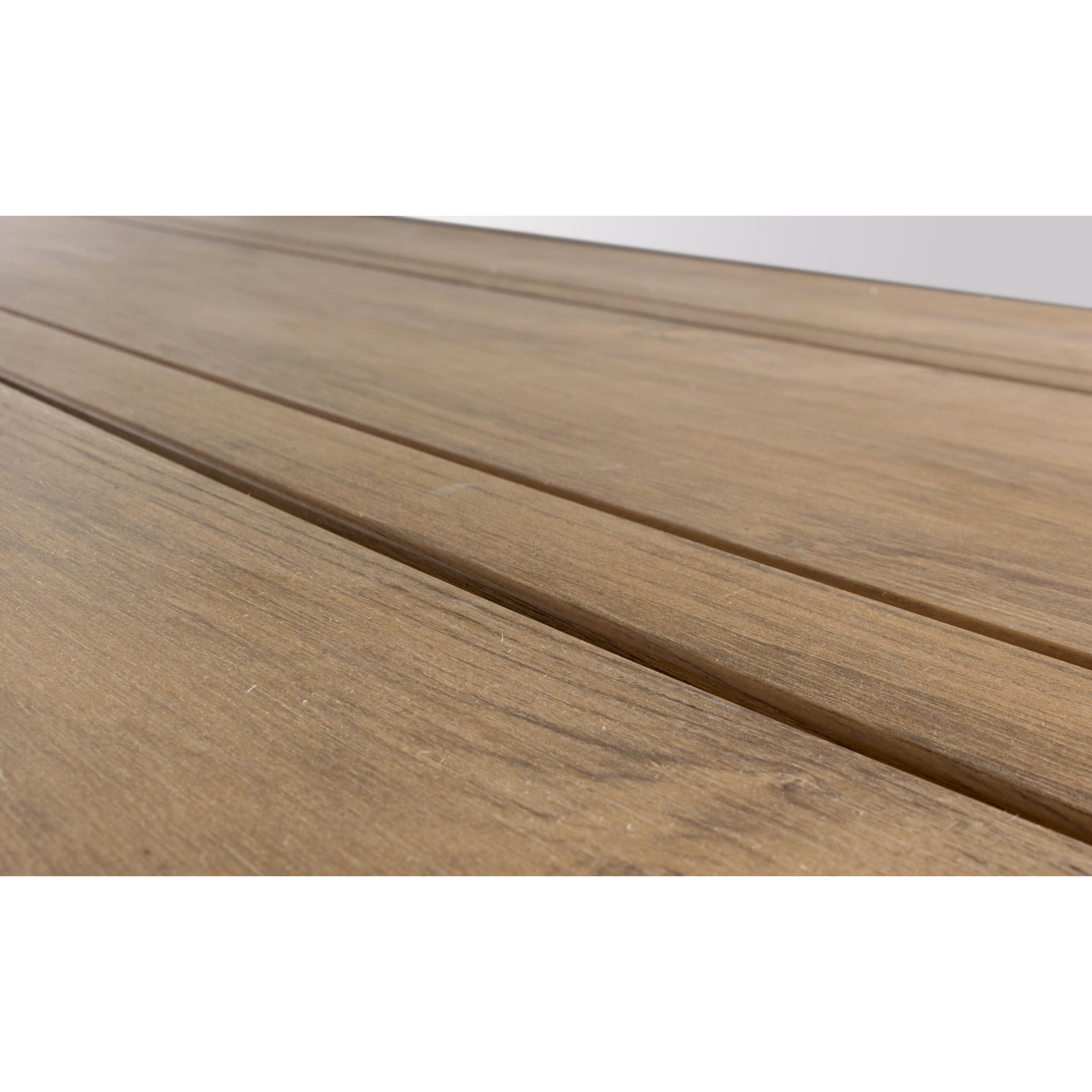 Tavolo da giardino ELIAS con piano color teak e struttura in alluminio bianco, 198×100 cm