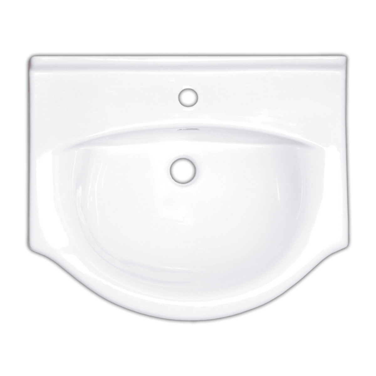 Pro 61x51 cm lavabo suspendu en céramique avec un trou pour mitigeur au milieu, sans siphon ni mitigeur, blanc (HA5660)