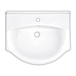 Pro 61x51 cm lavabo suspendu en céramique avec un trou pour mitigeur au milieu, sans siphon ni mitigeur, blanc (HA5660)