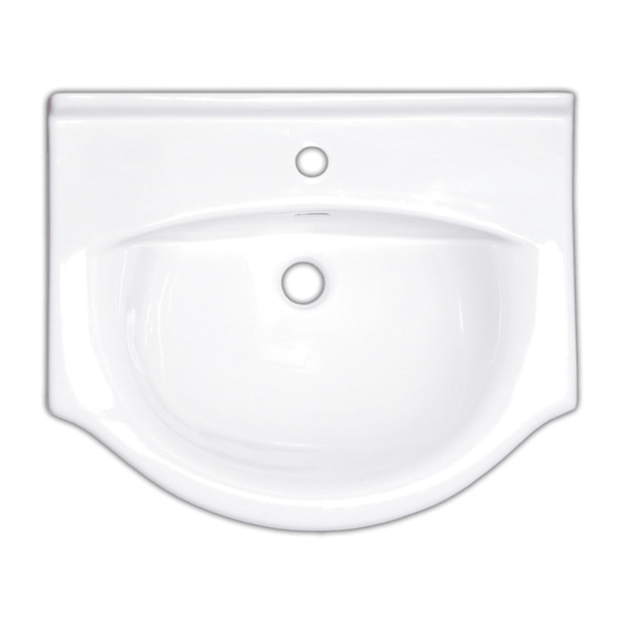 Pro 61x51 cm lavabo suspendu en céramique avec un trou pour mitigeur au milieu, sans siphon ni mitigeur, blanc (HA5660)