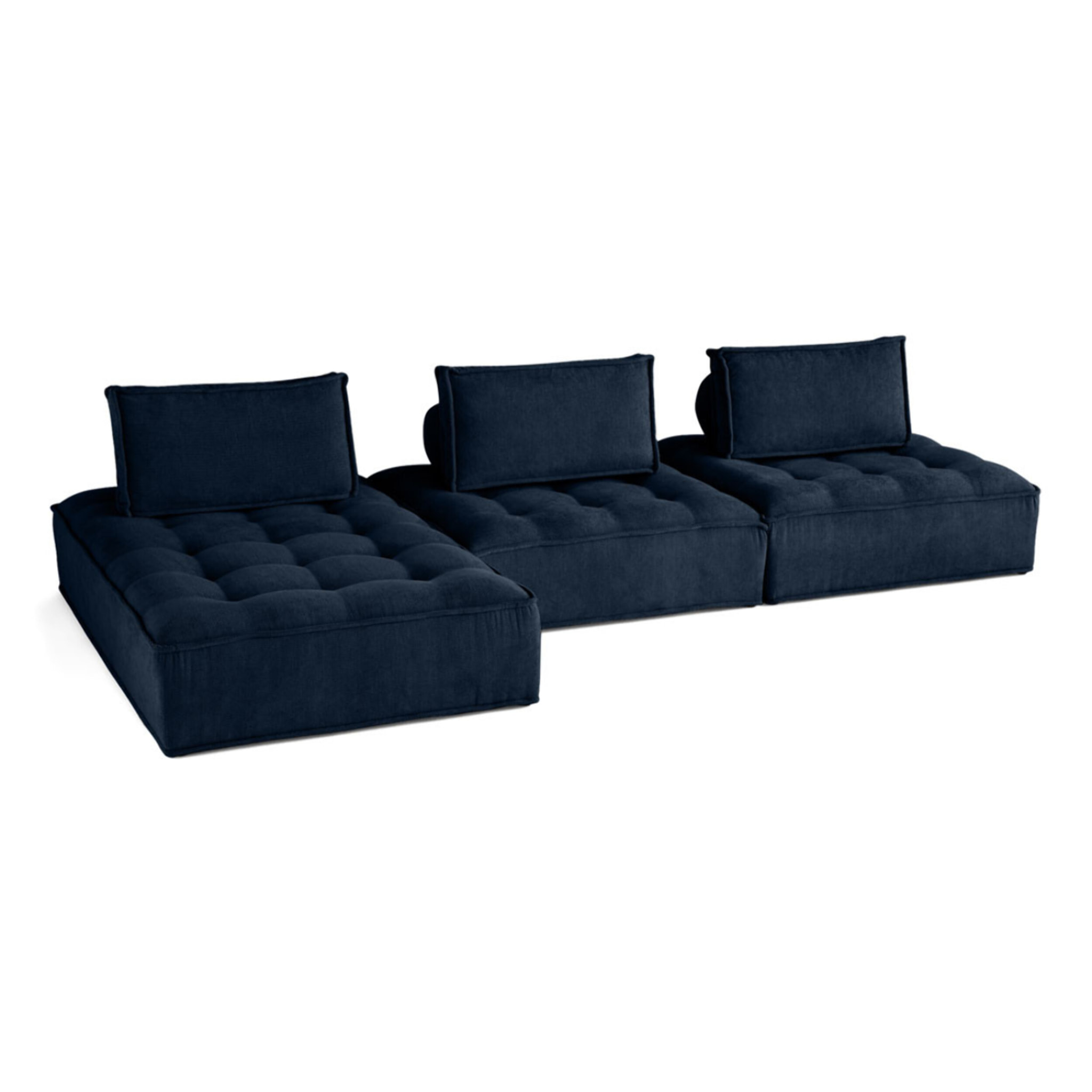 Marisol - canapé d'angle modulable 4 places - velours texturé - Bleu