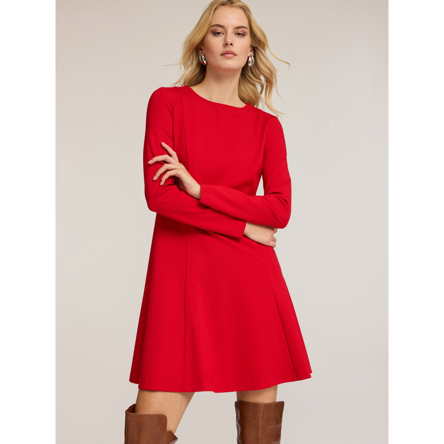 Motivi - Vestido flare en punto milano - Rojo