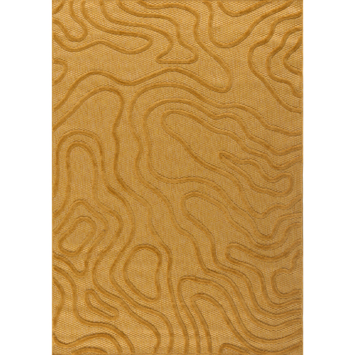 SANTORINI - Tapis d'intérieur/extérieur à motifs en relief graphique - Jaune