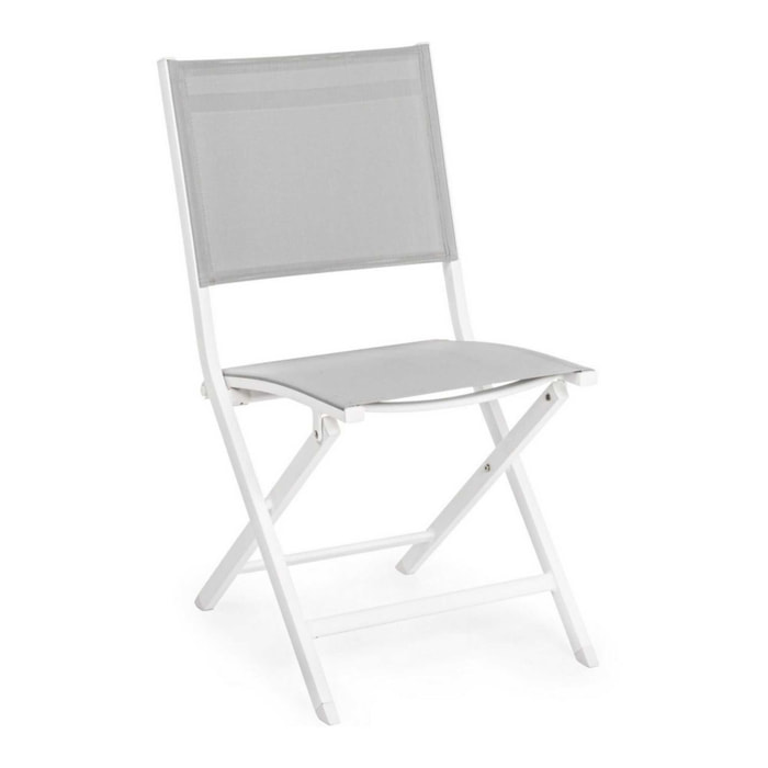 Set 4 sedie da giardino SINTRA in textilene grigio chiaro e struttura in alluminio bianco