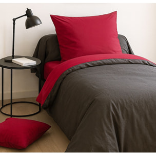 Parure Housse De Couette 135x200cm 100% coton Fushia/anthracite