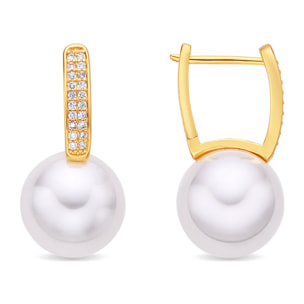 Pendientes de Circonita Brillante acabado en oro amarillo de 18k