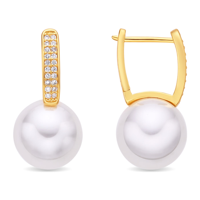Pendientes de Circonita Brillante acabado en oro amarillo de 18k