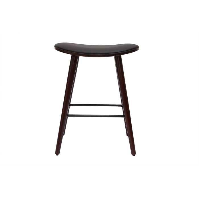 Tabourets de bar design bois foncé noyer et noir H65 cm (lot de 2) MEADOW