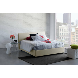 Letto alla francese Alvacus, Letto contenitore in tessuto, Apertura frontale, adatto per materasso Cm 140x200, 100% Made in Italy, Beige