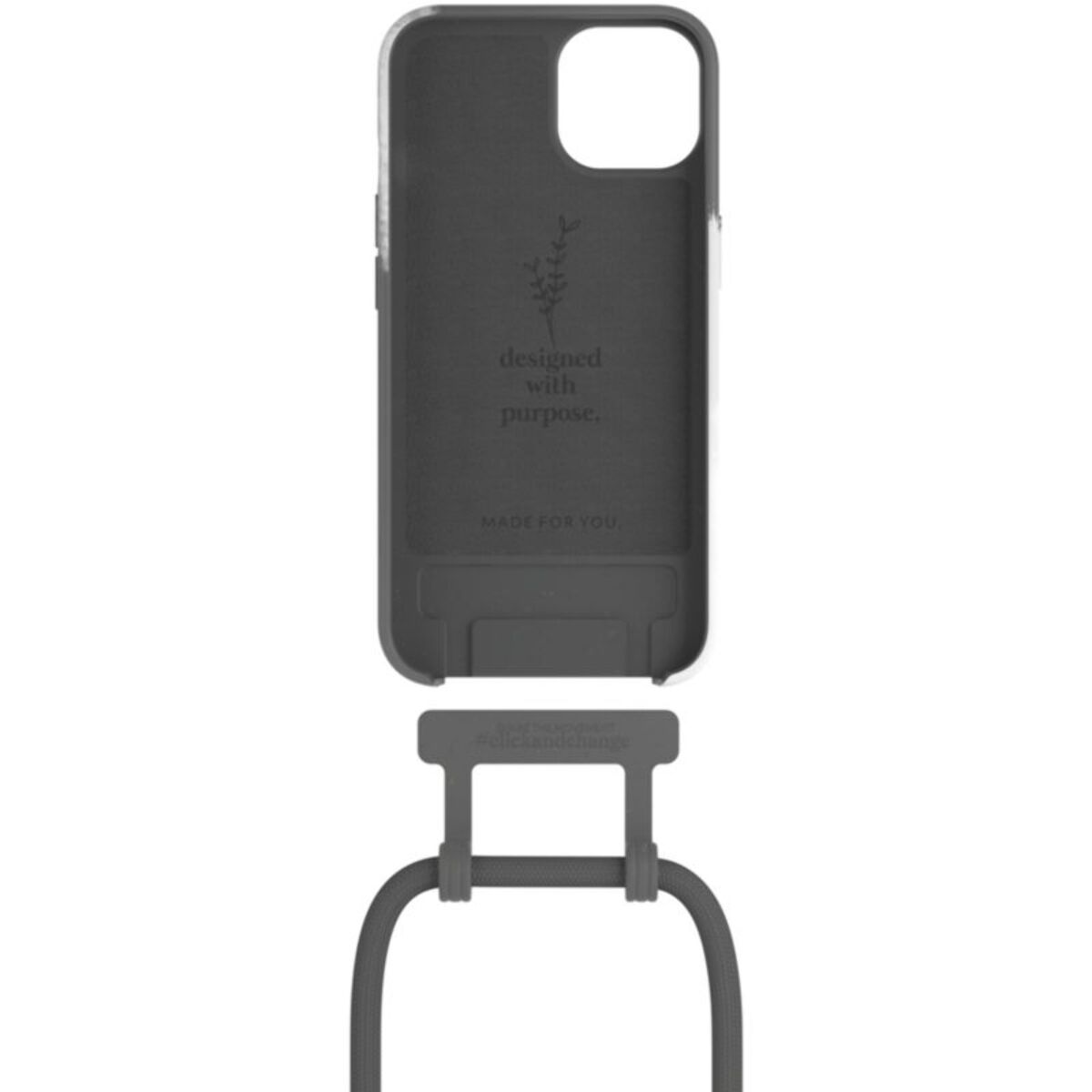 Coque avec cordon WOODCESSORIES iPhone 13 mini Tour de cou gris foncé