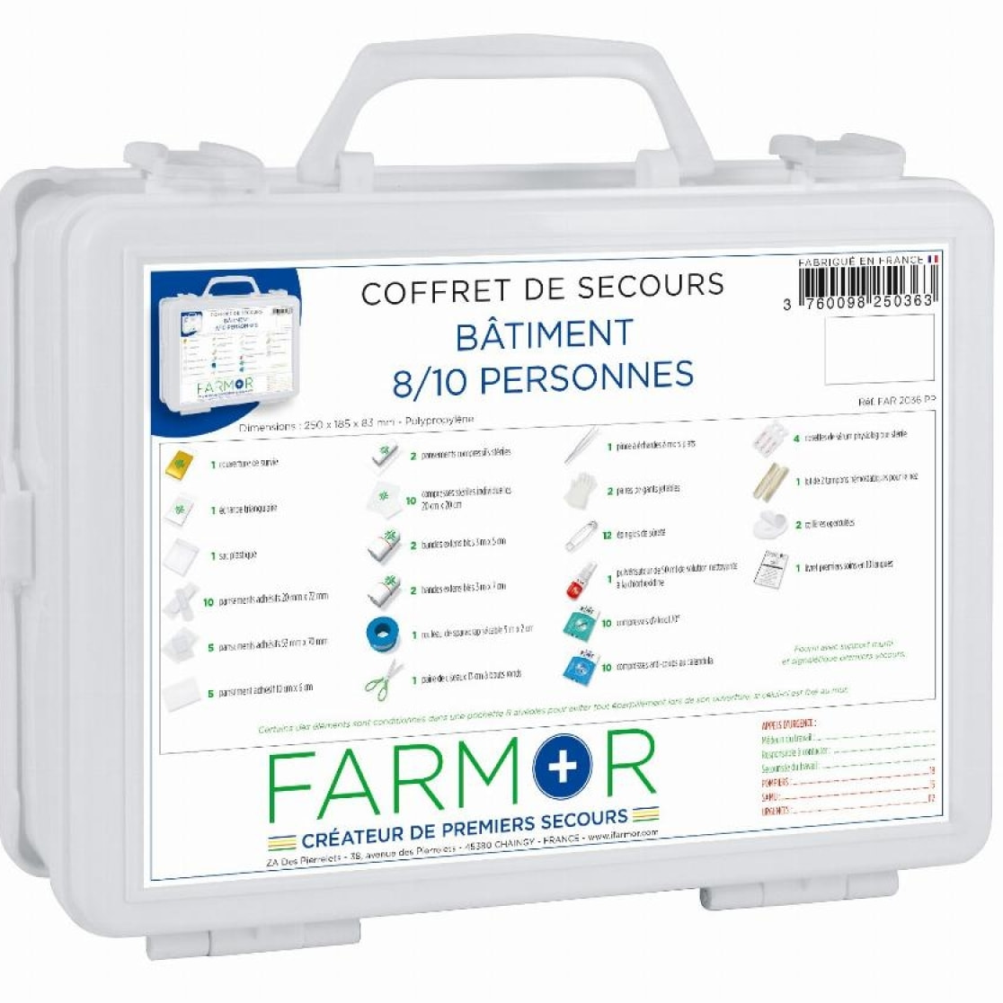 Coffret de secours FARMOR Bâtiment - 8/10 personnes - FAR2036PP